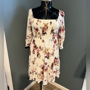 Torrid Cream and Red Floral Dress